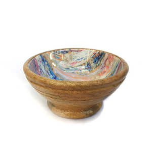 Tazón de madera de mango Diseño de esmalte impreso Fruta seca Ensalada de frutas Madera natural - Product Image 1