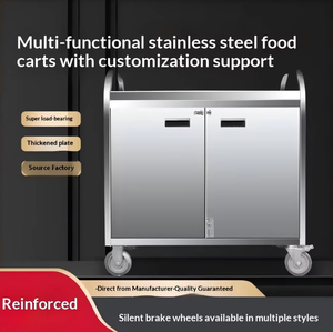 Carrito de <span class=keywords><strong>Comida</strong></span> Móvil de Acero Inoxidable de Tres Niveles con Puerta Cerrada para Hoteles, Residencias de Ancianos, Centros de Confinamiento y Entrega de Alimentos - Product Image 1
