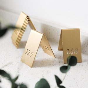 MAXERY personalizzabile <span class=keywords><strong>Font</strong></span> Table firma targa QR Code ordinando segnaletica Premium finitura personalizzata in ottone massiccio - Product Image 6