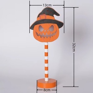 Décorations de fête d'Halloween, lanternes décoratives en bois à LED pour la fête des fantômes, lanternes à LED en forme de citrouille, de crâne et de fantôme, très vendues - Product Image 2