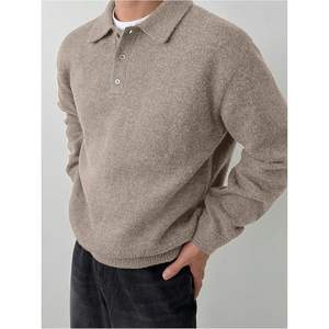 Pull en laine personnalisé pour homme, à manches longues, col tricoté, boutonné sur le devant, hauts d'automne, épaisseur standard - Product Image 4