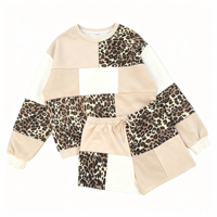 Ensemble 2 pièces pour femmes, sweat-shirt à col rond et short à taille élastique, imprimé léopard, style décontracté, tenue de rue