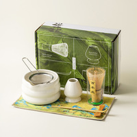 Vente en gros de service à thé matcha bol à matcha cuillère fouet en bambou ensemble de 7 pièces en céramique Chawan japonais essentiel Matcha ensemble avec boîte-cadeau