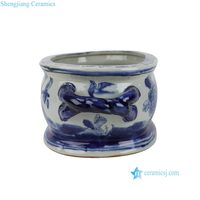 RZSC68-F Bac à plantes en céramique vintage à motif floral et d'oiseaux, bassin ovale en porcelaine pour la décoration de la maison et du jardin