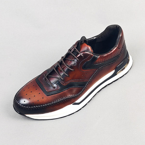 Chaussures décontractées pour hommes en cuir véritable à bout rond, respirantes, à lacets, toutes saisons, semelle extérieure en caoutchouc, semelle intermédiaire en EVA - Product Image 2