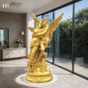 Statue de Cupidon et <span class=keywords><strong>Psyché</strong></span> en fibre de verre dorée, taille réelle, sculpture mythologique en résine pour la décoration de jardin - Product Image 5