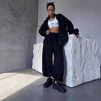 Ensembles de survêtements printemps pour femmes : sweat à capuche zippé et pantalon de jogging coupe ample – Tenue de sport athleisure 2 pièces