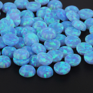 1.5mm à 6mm Forme Ronde Dos Plat <span class=keywords><strong>OP06</strong></span> Bleu Clair Synthétique Cabochon Opale - Product Image 2
