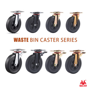 Vima phong cách khác nhau 8 inch cao su + PP Tấm xoay chất thải bin bánh với phanh - Product Image 2