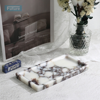 Plateau en marbre moderne Calacatta Viola Rectengle Bougie Bijoux Anneau Stockage Snack Plaque Affichage de table Hôtel Fête Décoration de la maison