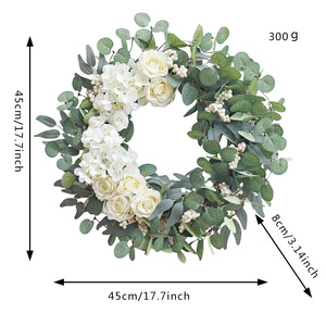 Guirlande florale neutre écologique en plastique 45cm Baies blanches Printemps Été Saint-Valentin Décoration à suspendre à la porte Intérieur Extérieur Vente en gros - Product Image 6