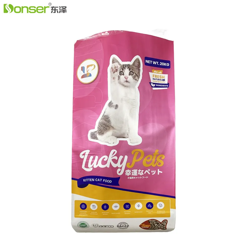 20kg Cat Food Bag Factory Direct PP Woven Waterproof Lamination Packaging Bags For Dog And Pet Food