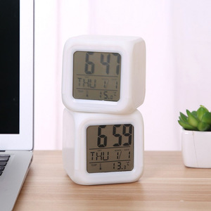 Square <b>Digital</b> Alarm <b>Clock</b> With Date Display And Temperature For Desk Use - Product Image 1