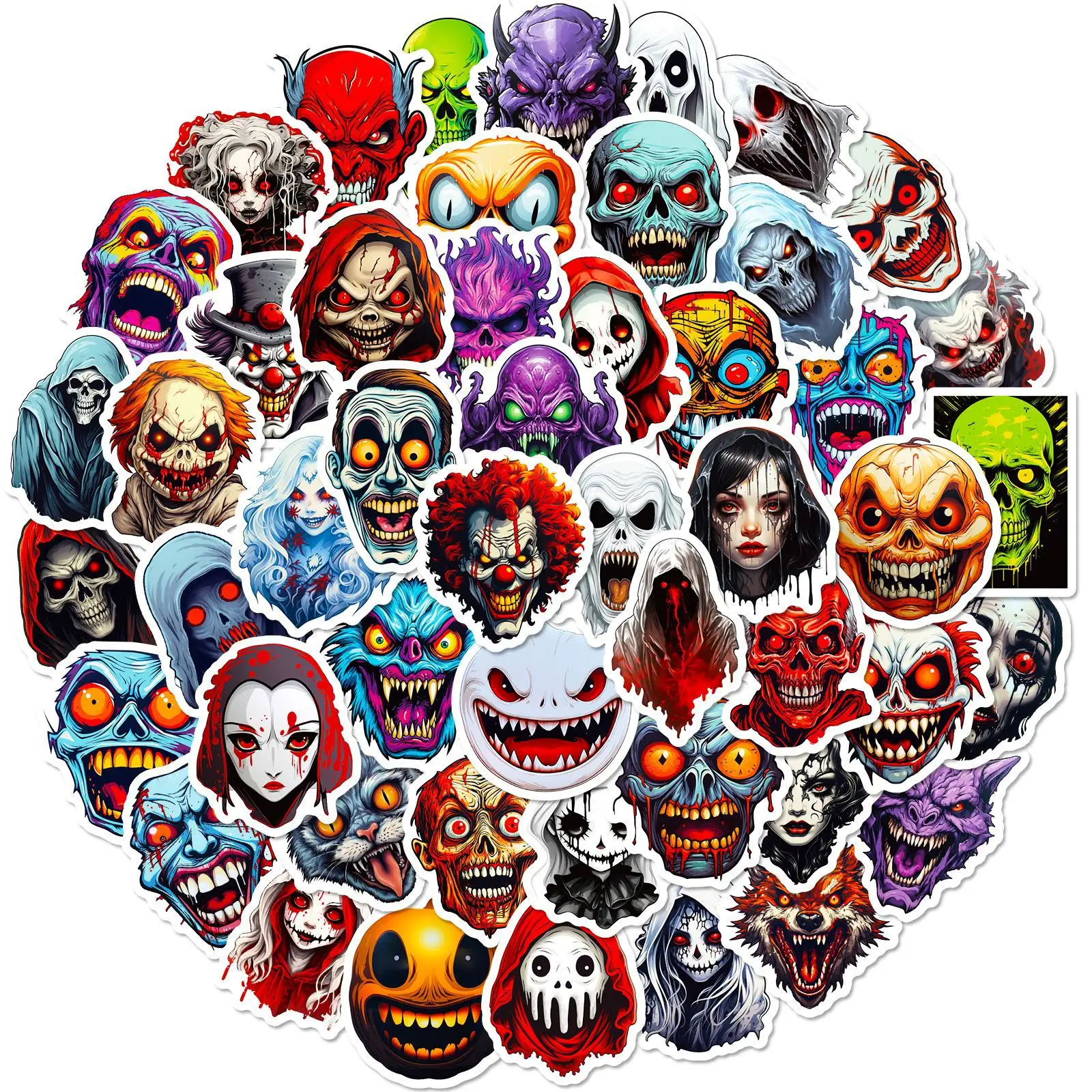 50pc per bag Hallowmas luxury Stickers PVC Waterproof Creepy Skeleton Halloween Spooky DIY Stickers for Bicycle Cosplay Prop