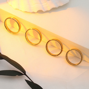 Fashion <b>Rings</b> <b>Titanium</b> Steel Gold 4mm Width Geometric Shape Unisex Gift Jewelry - Product Image 1
