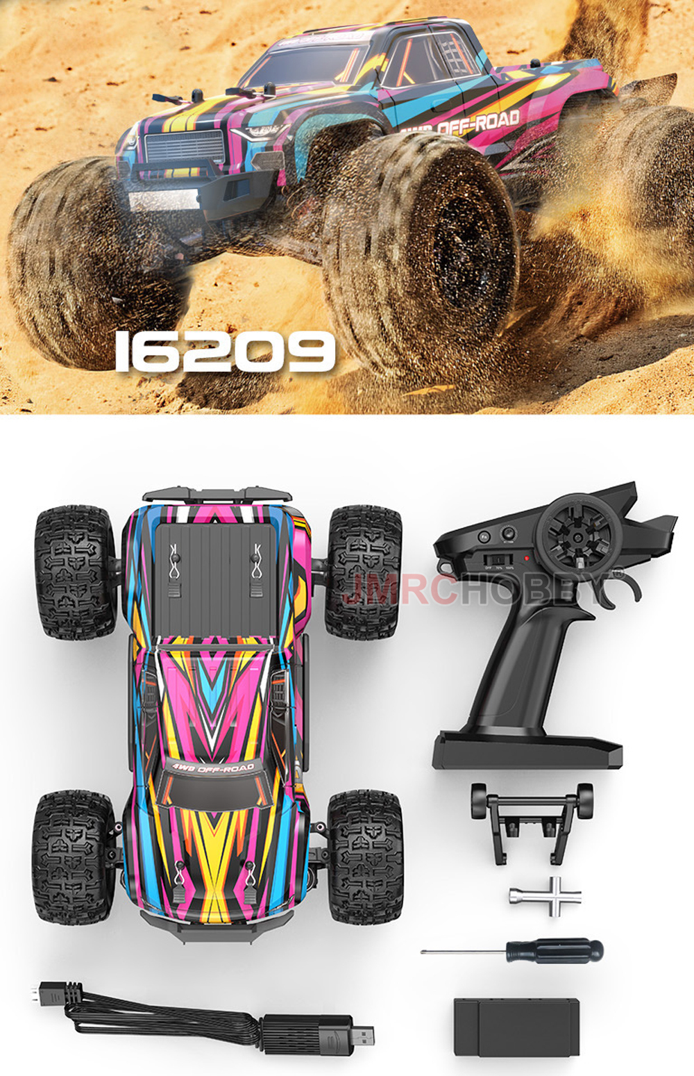 Hot MJX Hyper Go 16208 Brushless 1/16 RC Car - 4WD Off-Road Remote