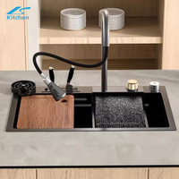 Luxe Nano Multifonctionnel Évier De Cuisine 304 En Acier Inoxydable Cascade Robinet Cuisine Éviers À La Main