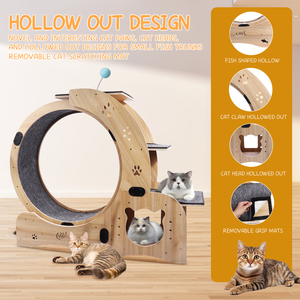 OEM Custom Silent Exercise Running Wheel Climbing Frame Wooden Fiberboard Cat Toy Anti-depression Cat <b>Treadmill</b> - Product Image 4
