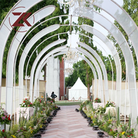 Arco de tela translúcida con iluminación LED ZKAI, túnel curvo, camino de boda, telón de fondo, soporte luminoso grande para banquete de boda