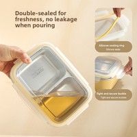 Boîte à lunch à double compartiment en acier inoxydable 304 de qualité alimentaire, hermétique et compatible micro-ondes, capacité 500-800 ml pour les employés de bureau