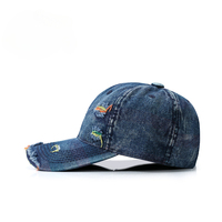 Gorra de béisbol de mezclilla lavada, estilo vintage, color arcoíris, ajustable, para hombre, estilo urbano, diseño hueco, gorra para parejas