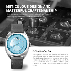 Montre automatique à heures sautantes avec logo personnalisé OEM, mouvement Miyota Caliber 9015 modifié, cadran violet saphir, boîtier tonneau. - Product Image 2