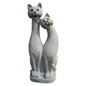 Statue de <span class=keywords><strong>chat</strong></span> porte-bonheur double <span class=keywords><strong>en</strong></span> <span class=keywords><strong>pierre</strong></span> de granit, sculpture de figurine d'animal de compagnie de dessin animé de grande taille <span class=keywords><strong>pour</strong></span> la décoration de <span class=keywords><strong>jardin</strong></span> japonais <span class=keywords><strong>en</strong></span> plein air - Product Image 3
