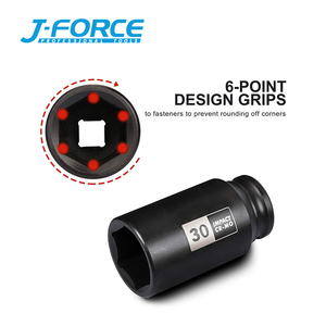 1/2'' Dr.impact 6 Points <strong>30mm</strong> Single <strong>Socket</strong> Series with Black Phosphate Finish Industrial Grade for Easy Removal Axle Shaft Nuts - Product Image 3