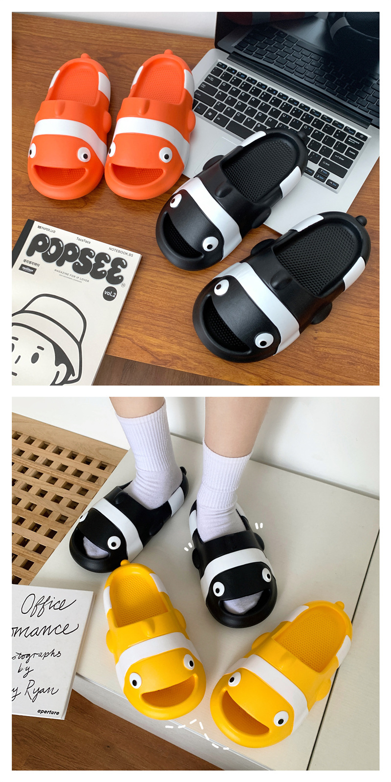 Clownfish Slipper Women Soft Thick Home Bathroom Cartoon Couple Slides Slippers
