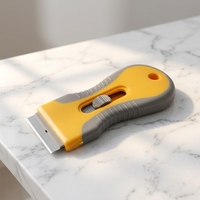 Couteau grattoir métallique à clipser avec revêtement en caoutchouc, multifonctionnel, pour décoller la colle, applicateur de film pour téléphones et vitres de voiture, cuisine