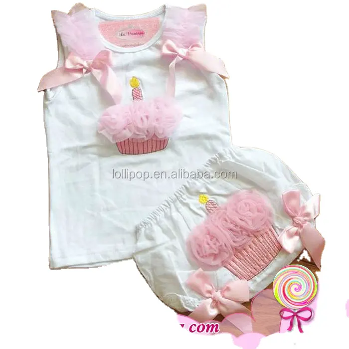 ¡Venta caliente! Yiwu-Conjunto de ropa para bebé, tops y bombachos de algodón con lazo y corazón, Verano