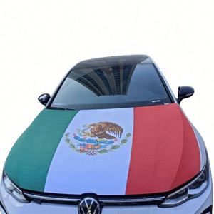 Housse de capot élastique mexicaine pour décoration extérieure de voiture 2024, ne se décolore pas, drapeau du Mexique, style fanion de mât en fibre de verre - Product Image 1