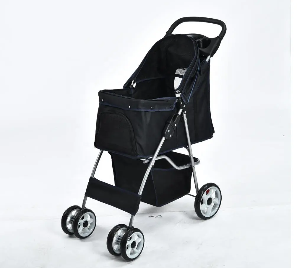 Outdoor Luxury Foldable Portable 4 Wheels Pet Carrier Trolley Travel Carriage Cat Dog Pet Stroller