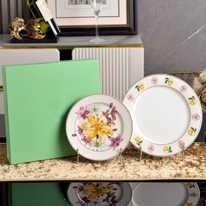 Flower Series European Exquisite Luxury Eco-Friendly 2-Piece <b>Bone</b> <b>China</b> Dinnerware <b>Sets</b> Microwave & Dishwasher Safe for Parties - Product Image 2