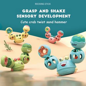 Jouet sensoriel gonflable en plastique ABS, griffe de crabe de dessin animé souple avec <span class=keywords><strong>hochet</strong></span> pour bébé et tout-petit, fonction interactive de torsion et de secouage - Product Image 2