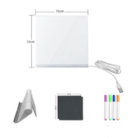 Tableau effaçable à sec en acrylique transparent avec LED blanches, support de bureau, décoration intérieure, notes réinscriptibles, pour bureau, commerce de détail