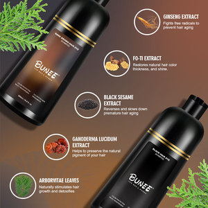 Fórmula de Crema Herbal 100% Natural 4 en 1, <span class=keywords><strong>Champú</strong></span> para el Cabello Semipermanente Negro Marrón Oscuro con Ginseng, Tinte Rápido en 10 Minutos para Reparación - Product Image 3