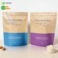 Sac d'emballage pour compléments alimentaires refermable personnalisé, approuvé par la FDA, réutilisable, résistant à l'humidité, sachet debout pour poudre de protéines avec fermeture éclair
