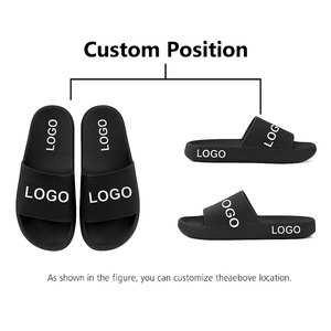 Sandales noires personnalisées OEM, claquettes vierges avec logo personnalisé, sandales à enfiler personnalisables - Product Image 2