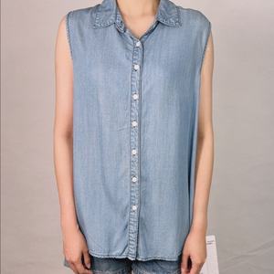 Camisas de Mezclilla sin Mangas con Botones, Cómodas, de Fábrica OEM, para Mujer, Tops Holgados de Mezclilla, Casuales de Verano - Product Image 1