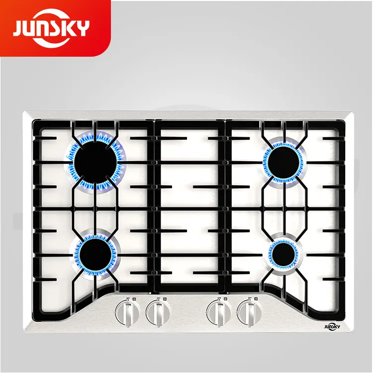 New design JunSky Gas Cooktop 30 Inch 4 Burner NG/LPG Convertible Heavy Cast Iron Drop in Gas Stove
