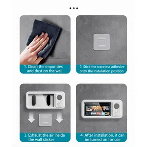 Boîtier <span class=keywords><strong>de</strong></span> téléphone portable étanche pour salle <span class=keywords><strong>de</strong></span> bain, haut-parleur, écran tactile anti-buée, rotation à 360 ° pour douche, cuisine, natation universelle - Product Image 6