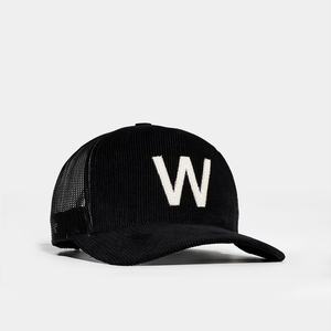 Casquette de camionneur en velours côtelé personnalisée, broderie en feutre, 5 panneaux, visière incurvée structurée - Product Image 4