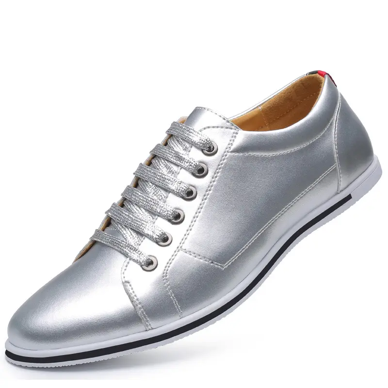 sh11605a Big Size 47 48 Leather Men Casual Shoes Luxury Brand 2022 Loafers Moccasins Breathable Slip on Gold Silver Driving Shoe