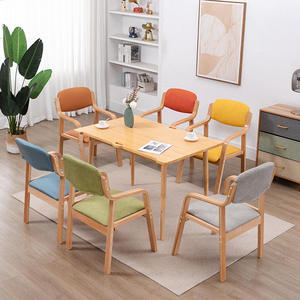 <span class=keywords><strong>Chaise</strong></span> <span class=keywords><strong>de</strong></span> salle à manger contemporaine en bois massif avec siège rembourré, fauteuil design monobloc à accoudoirs courbes, structure légère et durable - Product Image 2