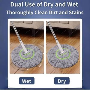 Magic Absorbent <b>Dry</b> and Wet Twist Round <b>Mops</b> Rotating Self-twisting Microfiber <b>Mop</b> Cleaning for Home Floor Clean - Product Image 2
