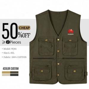 Chaleco de Algodón Puro de Alta Calidad para Hombre, con Múltiples Bolsillos, para Pesca, Trabajo al Aire Libre - Product Image 2