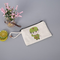 Tas Kantong Ritsleting Makeup Katun Kosong Dompet Perjalanan Wanita Dompet Koin Kecil Sedang Besar Kanvas Sablon Sutra