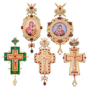 Jesus Cross Necklace Home Decoration Christian Reilgious Virgin Mary Catholic Christ 120cm Long Chains Orthodox Icon Prayer Box