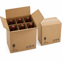 Boîte d'expédition en carton ondulé pour vin avec 6 séparateurs personnalisés, carton de protection robuste pour l'emballage des bouteilles